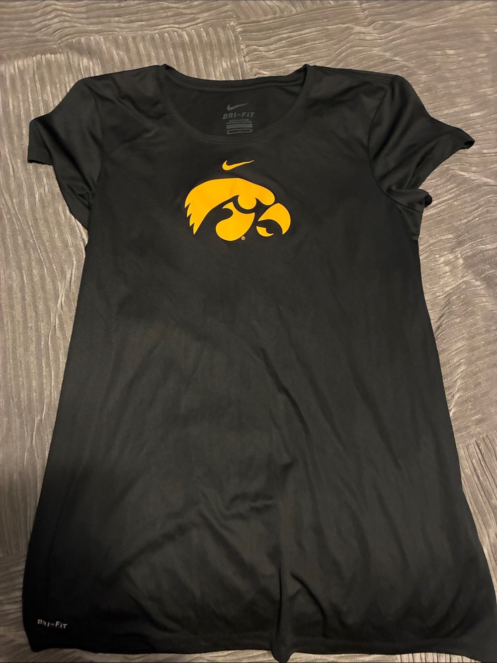Nike Black Short-Sleeve Dri-FIT Tee with Gold Hawkeye Logo